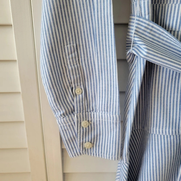 J. Crew Oxford White Blue Cotton A-line Shirtdress Size 0 - Picture 8 of 16